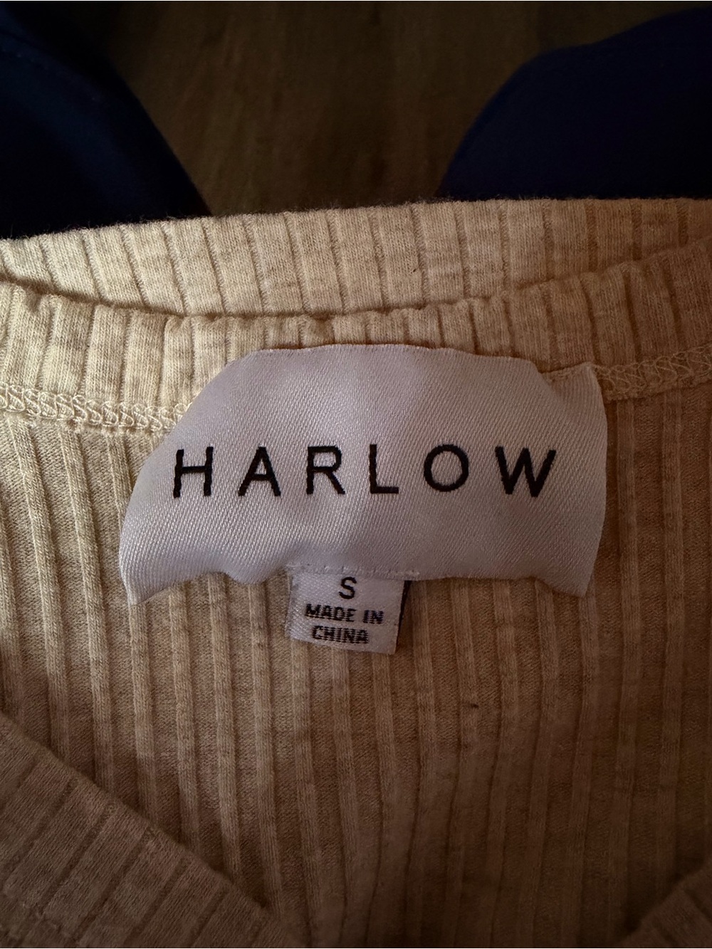 Harlow Cream Ribbed V-Neck Button Henley top - Picture 3 of 3